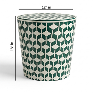 โต๊ะข้างทรงกลมดีไซน์อินดัสเทรียลเคลือบเงาและตกแต่งด้วยสติกเกอร์ งานแฮนด์เมด เหมาะสำหรับตกแต่งบ้าน ห้องนอน และทางเข้าบ้านสไตล์โมเดิร์น - Product Image 2