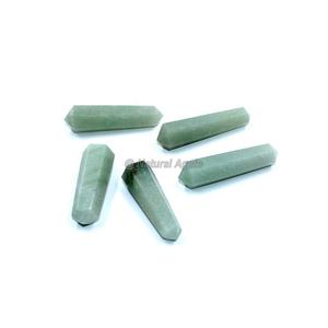 Baguettes en cristal de guérison en aventurine verte naturelle Hauteur 6 facettes Prisme Baguette Double Point Chakra Stone - Product Image 1