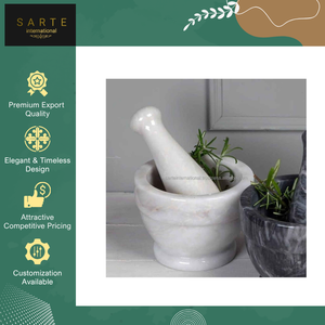 Suministro al por mayor de especias y hierbas ecológicas, juego de mortero y pilón de mármol artesanal de alta calidad, a prueba de fugas y apto para lavavajillas. - Product Image 3