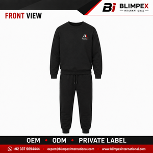 High-Quality OEM Custom Logo Mens Crewneck Sweatshirt Tracksuit Cotton Fleece Pullover Top <b>Cuffed</b> <b>Jogger</b> Pants Set Blimpex Int - Product Image 2