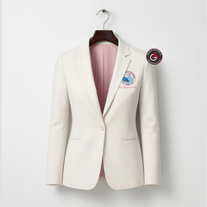 Blazer Premium Jack Jill America de Lana/Algodón con Ribete Azul para Mujer, Ropa de Conferencia |   Cresta Bordada Transpirable Antiarrugas - Product Image 2