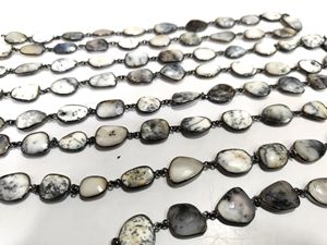 Natural Dendrite Opal Free Shape Bezel Connector Chain Sold per foot - Product Image 3