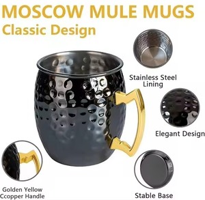 High Quality Copper Mugs Set of 4 Moscow Mule Copper Mugs With Gift Box for <b>Beer</b> Serving and for Daily Home Usage - Product Image 4
