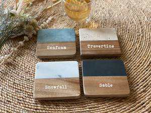 NEHA ENTERPRISES Premium Marble Wood Drink Coasters Handmade <b>Table</b> <b>Protector</b> Set for Home Decoration - Product Image 1