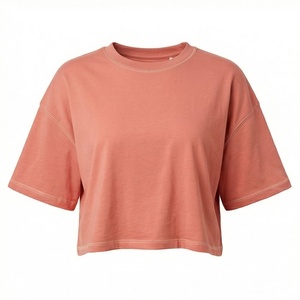 Tops Cortos de Verano para Mujer, Color Sólido Personalizado, Camiseta Simple de Manga Corta, Ropa Deportiva de Moda para Gimnasio - Product Image 1