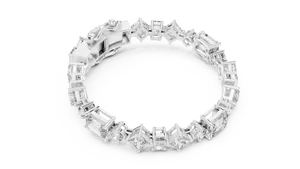 Bracelet tennis alterné en or massif 18 carats avec fermoir à maillons, diamant de laboratoire taille émeraude 20 carats, pour femme - Product Image 6