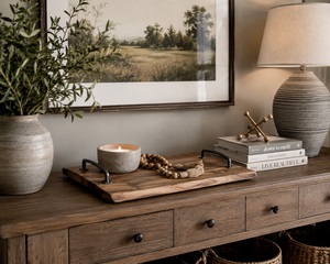 Plateau rectangulaire en bois de haute qualité avec poignée en métal Plateau en bois décoratif pour table basse Plateau de décoration rustique pour la maison - Product Image 3