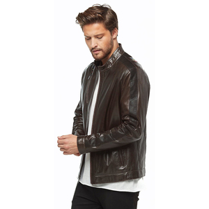 Blouson de motard en cuir PU effet peau de vache pour homme, motif multicolore, manteau d'hiver, fermeture éclair, col montant, respirant, séchage rapide, décontracté - Product Image 1