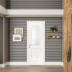 Puerta Elegante de Vidrio y MDF Blanco Dewoo con Patrones Sencillos, Estilo Rústico, Insonorizada, Aislante Térmico y Reductora de Ruido - Product Image 3