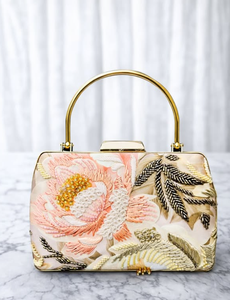 Vintage Printed Embroidered Half Moon Pearl Fashion Casual Clutch Bag for Women Retro Handmade Wedding - Product Image 2