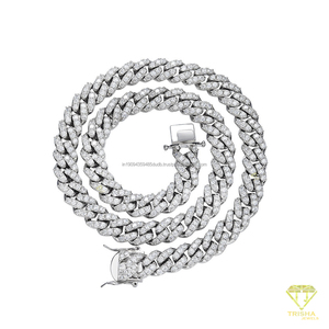 Chaîne cubaine plaquée or de luxe avec diamants Moissanite, collier Hip Hop pour hommes et femmes, vente en gros - Product Image 5