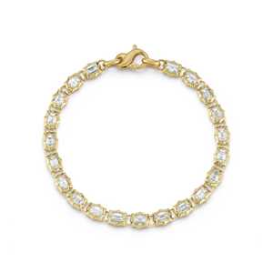 Bracelet tennis en diamant de laboratoire taille émeraude, or véritable 14K 18K, ligne de diamants intégrale à griffes pointues, fournisseur en gros - Product Image 1