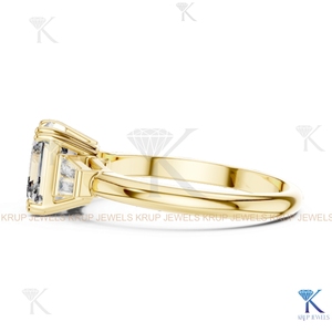 Lab Grown CVD Diamond 5 Stone Engagement Ring Princess Baguette <b>Solid</b> Gold - Product Image 6