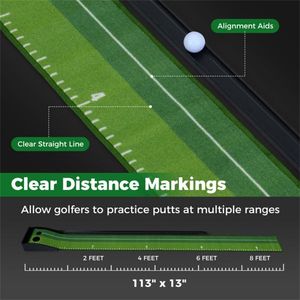 Equipo de Entrenamiento de Golf para Interiores con Pista de Retorno de Pelotas, 2 Tamaños de Orificios, Marcas de Distancia, 3 Pelotas Incluidas - Tapete de Putting - Product Image 6