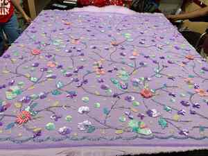 Tissu de broderie florale à perles et sequins lourds, dentelle de haute couture vert forêt premium pour robes de demoiselles d'honneur - Product Image 3