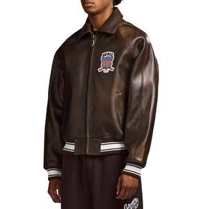 Chaqueta Bomber de Cuero Genuino para Hombre Avirex, Cuero Vacuno Auténtico, Impermeable, Resistente al Viento, Bordado, Edición Limitada, Estilo Americano Vintage - Product Image 6