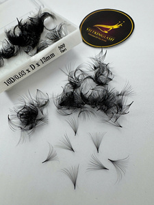 Extensions de cils pré-faits à base pointue 16D 0.03 15mm Courbure CC/DD/M/L/U, Volume Doux et Intense, Cheveux Synthétiques Naturels Longs et Noirs - Product Image 6