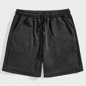 Acid Wash Fleece Men's Gym Workout Shorts 100% Cotton Breathable Eco-Friendly <b>Elastic</b> Waist Drawstring Custom Wholesale Supplier - Product Image 1