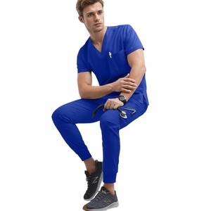 Ensemble de blouses médicales unisexes, col en V, uniforme d'infirmière, coton extensible, vêtements de travail hospitaliers, OEM ODM, multicolores, lavage à la main, certifié CE - Product Image 2