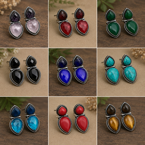 Boucles d'oreilles clous classiques en laiton plaqué argent antique pour femmes, avec assurance commerciale, fournisseur en gros |   Fabricant direct d'usine - Product Image 1