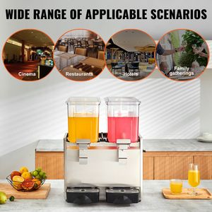 Dispenser per Bevande Commerciale da 13,6 Qt (12L), 280W, in Acciaio Inox 304, Macchina per Succhi con 2 Serbatoi per Tè Freddo e Bevande, 41-53,6 - Product Image 6