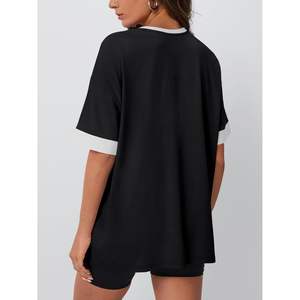 T-shirts Oversize FOXA 2025 pour Femmes Grandes Tailles – Hauts d'Entraînement d'Été à Manches Courtes, Blocs de Couleurs, Motifs Animés – XS XXS - Product Image 5