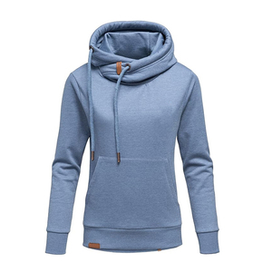 Women's Solid Mint Green Hooded Sweatshirt Long Sleeve Pullover <b>Fleece</b> <b>Top</b> with Kangaroo Pocket - Product Image 5