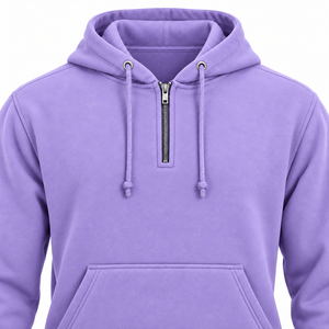 <b>Men's</b> <b>Purple</b> Quarter Zip <b>Hoodie</b> Casual Solid Sweatshirt With Drawstring And Kangaroo Pocket - Product Image 1