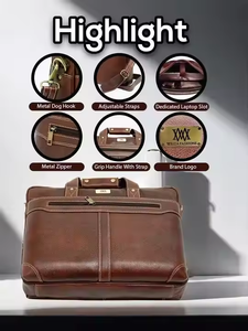 Sac à dos pour ordinateur portable en cuir véritable pour hommes, sac de voyage d'affaires avec bretelles réglables, sac de travail de bureau, sacoche pour ordinateur portable - Product Image 4