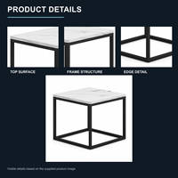 Table d'appoint carrée en pierre frittée 600 mm avec structure en acier, table basse pour mobilier de bureau et de salon
