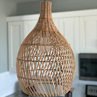 Abat-jour en rotin écologique, luminaire suspendu tissé, luminaire en bambou rustique, luminaire en osier pour la décoration de la maison et des restaurants