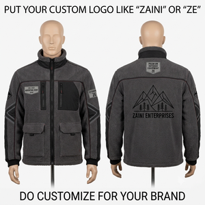 Premium 320 GSM Sherpa Fleece <b>Jacket</b> Soft Warm Plush Fabric Grey Full Zip Outdoor <b>Jacket</b> Custom Logo Embroidery - Product Image 1