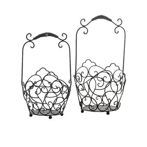 Juego de Cestas Metálicas Decorativas Vintage con Asa, Contenedor Rústico de Alambre de Hierro para Plantas de Jardín y Decoración - Product Image 1