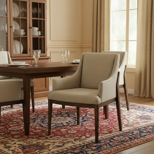 Silla de Comedor Escandinava Moderna con Estructura de Madera de Haya Resistente y Tapicería de Lino - Product Image 6