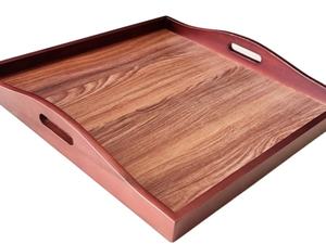 Assiette de service sûre pour l'hôtel Plateau de service en bois de forme ronde de qualité alimentaire Assiettes en bois pour décor de service Eid pour hôtel - Product Image 6