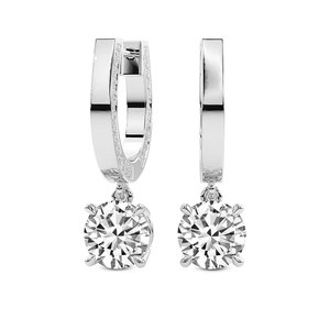 Boucles d'oreilles créoles élégantes en or 14k/18k avec accent discret et diamant de laboratoire, certifiées IGI, qualité VS1, VVS1 - Product Image 2