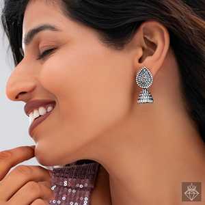 PRAO Artisan Oxidized Jhumka Pendientes colgantes Accesorio de declaración de moda - Product Image 2