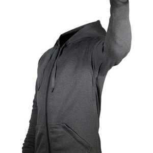 Sudadera con capucha y cremallera para hombre, diseño moderno, color sólido, corte regular, informal, de algodón French Terry, para otoño, con posibilidad de logotipo personalizado. - Product Image 3