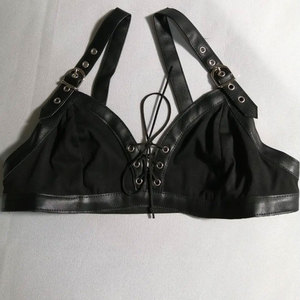 Real <b>Leather</b> High Support Strapless Bra Front Logo Women <b>Lingerie</b> Clubwear Yoga Top Hand-Sewn Genuine <b>Leather</b> Festival Wear - Product Image 6