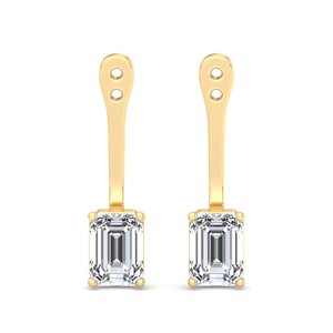 Componentes de pendientes colgantes minimalistas ajustables con diamantes de corte esmeralda en oro rosa de lujo para mujeres, joyería de moda. - Product Image 5