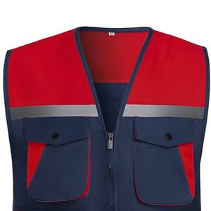 Gilet de sécurité haute visibilité ANSI Classe 2 pour hommes, respirant, en polyester-coton, col en V, fermeture éclair, logo personnalisé, LED clignotante, léger, OEM/ODM - Product Image 2