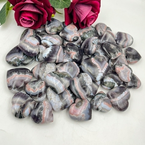 Cœur en cristal d'améthyste naturelle et d'agate dentelle, sculpté à la main, pierre de guérison, vente en gros, cœur en cristal naturel pour la guérison et la décoration - Product Image 3