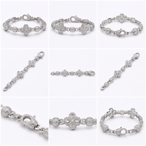 ชุดสร้อยคอและกำไลข้อมือรูปใบโคลเวอร์ประดับเพชรโมอิสซาไนต์สไตล์ฮิปฮอป เครื่องประดับหรูหรา - Product Image 6