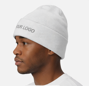 Nuevo Gorro de Punto Blanco Liso Bordado al por Mayor, Gorro de Invierno de Alta Calidad con Borde Plegado para Hombre y Mujer - Product Image 4