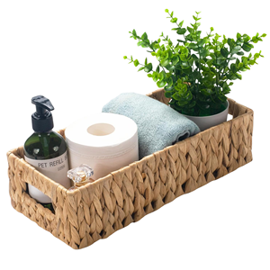 Handwoven Natural Water Hyacinth Toilet Paper <b>Basket</b>, <b>Rectangular</b> Wicker Bathroom Organizer <b>Storage</b> <b>Basket</b> From Vietnam - Product Image 1