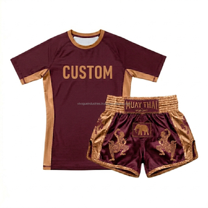 Ensemble short et rashguard Muay Thai, personnalisable par sublimation, pour Kickboxing, BJJ, MMA, combinaison de compression, vente en gros, faible MOQ - Product Image 2