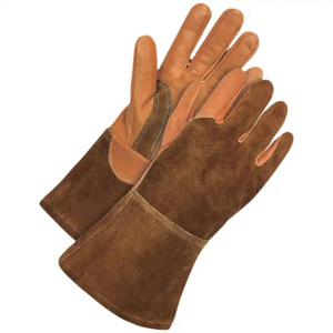 Gants de soudage TIG en cuir de vachette renforcé et croûte de cuir, résistants à l'abrasion et à la chaleur, pour la lutte contre les incendies et le barbecue - Product Image 6