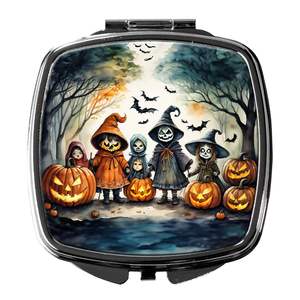 Trick Treaters Spooky Halloween Compact <b>Makeup</b> <b>Mirror</b> Decorative <b>Travel</b> Folding Handheld for Women & Girls Pocket Gifts - Product Image 1