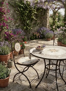 Ensemble de jardin d'extérieur 4 places en fer forgé au design européen traditionnel, revêtement poudré, écologique et résistant aux intempéries - Product Image 2