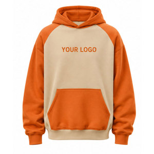 Sudadera con Capucha y Mangas Raglán en Color Beige Anaranjado, con Bolsillo Frontal, Impresión por Transferencia de Calor, Logotipo Personalizado, Corte Regular, Estilo Casual - Product Image 2